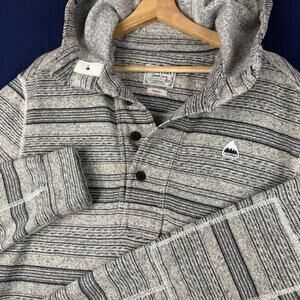 Burton Hoodie Mens M Beige Striped Knit Pullover Snowboard Ski Relaxed Gorpcore